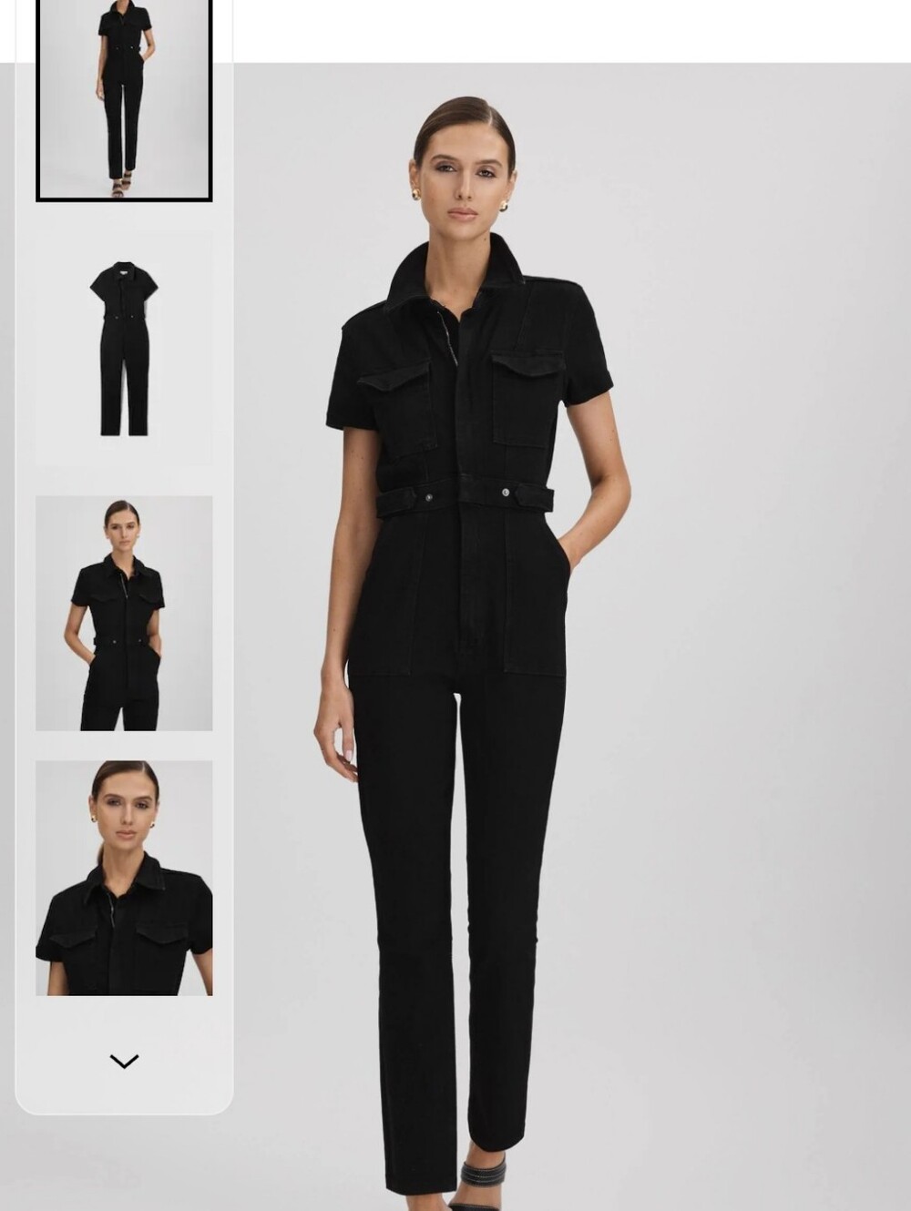 Good American Black Short-Sleeve Jean Jumpsuit